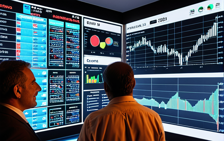 **
A diverse group of people, aged 30-60, happily gathered around a holographic display showing charts, graphs, and a stylized representation of the Spanish stock market (IBEX 35). The hologram highlights "oportunidades" (opportunities). The scene is bright and modern, suggesting financial well-being and technological advancement. The overall tone is positive and reassuring.
**