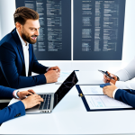 **

"A diverse group of professionals collaborating around a table, reviewing blockchain project documents, fully clothed in business casual attire, in a bright modern office setting, safe for work, appropriate content, perfect anatomy, natural proportions, professional, high quality."

**