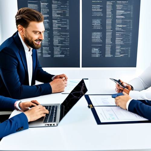 Home 17 **
"A diverse group of professionals collaborating around a table, reviewing blockchain project documents, fully clothed in business casual attire, in a bright modern office setting, safe for work, appropriate content, perfect anatomy, natural proportions, professional, high quality."
**