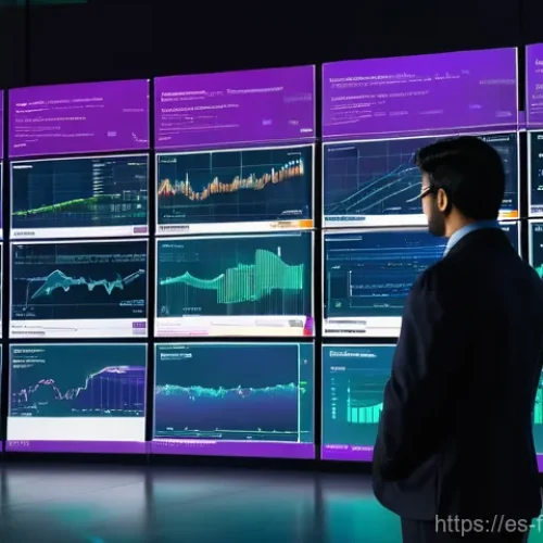 주식 시장 분석 AI 기술 - **Prompt:** A dynamic, high-tech visual representing the cosmic scale of AI data mining and predicti...