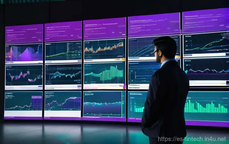 주식 시장 분석 AI 기술 - **Prompt:** A dynamic, high-tech visual representing the cosmic scale of AI data mining and predicti...