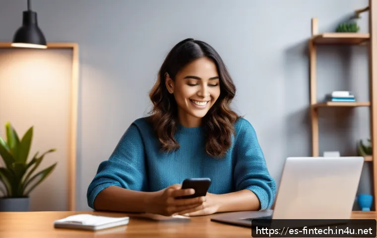 핀테크 로보틱 서비스 - A modern Latin American fintech customer service scene showing a diverse young professional woman in...