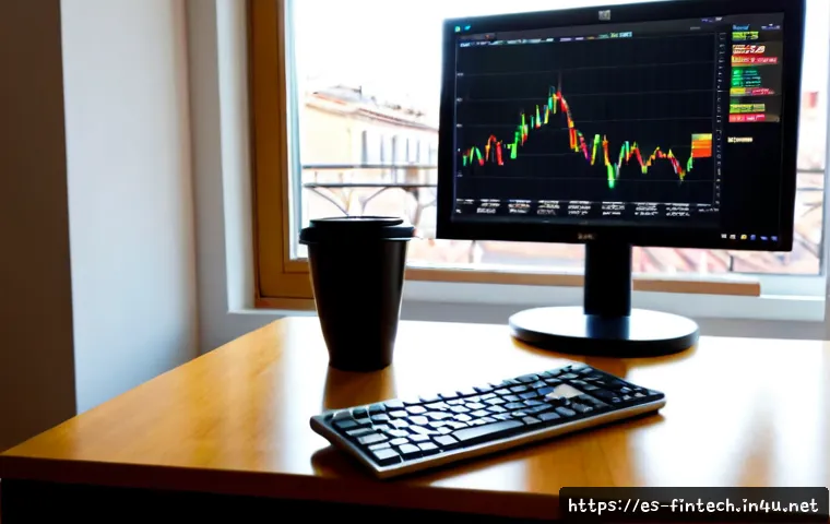 AI 트레이딩 알고리즘 연구 - Photorealistic financial research workspace in Madrid, a focused analyst studying an AI trading algo...